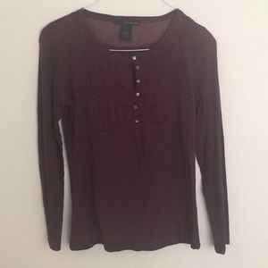 Calvin Klein Maroon Long Sleeve Henley Top